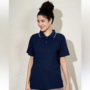 Lands' End Dark Blue Polo with White Accents
